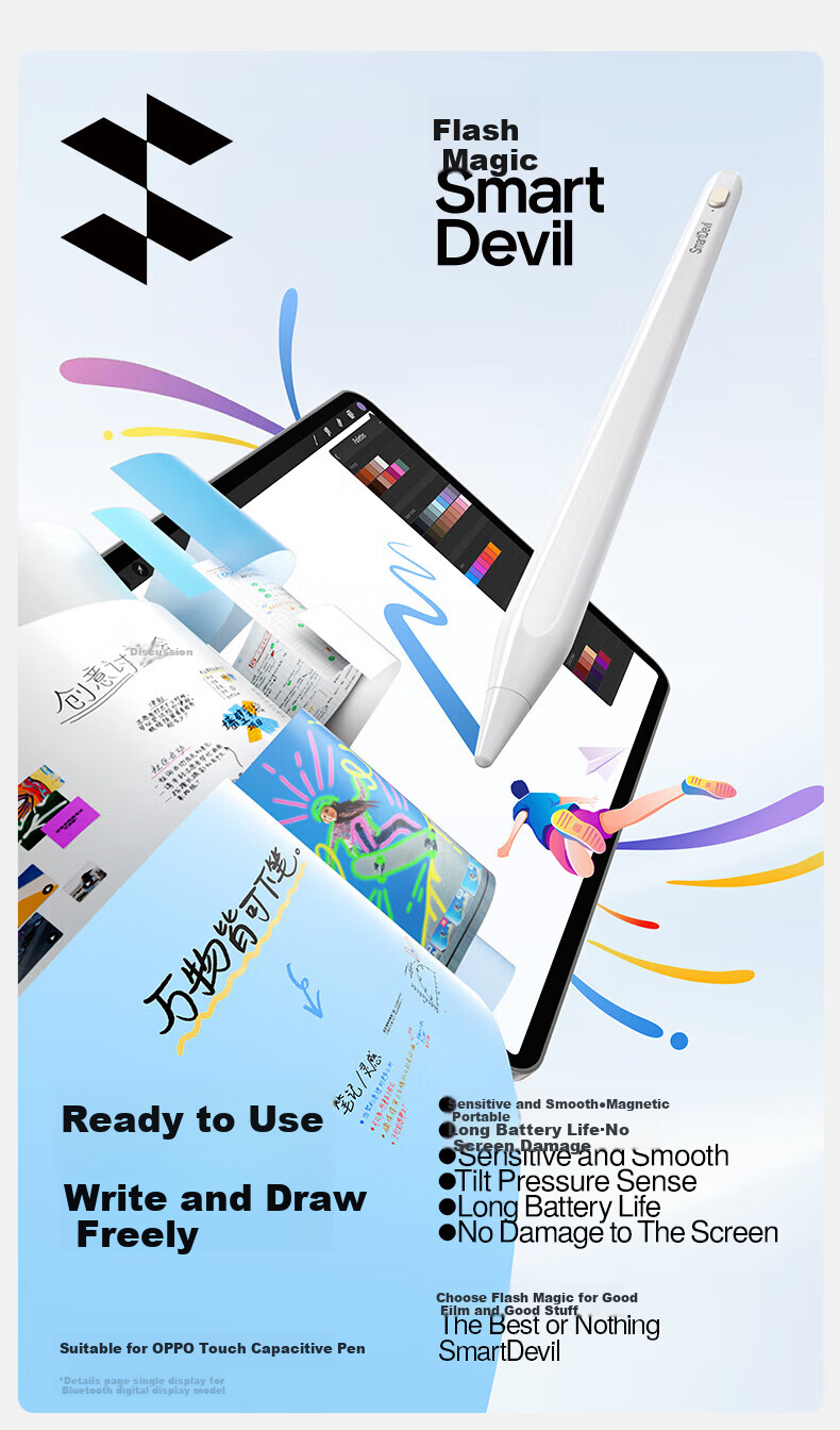 Shanmo Compatible with OPPO Pad 5 Pro Stylus, OnePlus/OPPO Pencil 2 Tablet Touch Pen, OnePlus Pad 2 Pro/Pad Mini 8.8 Capacitive Pen, Magnetic Drawing 2