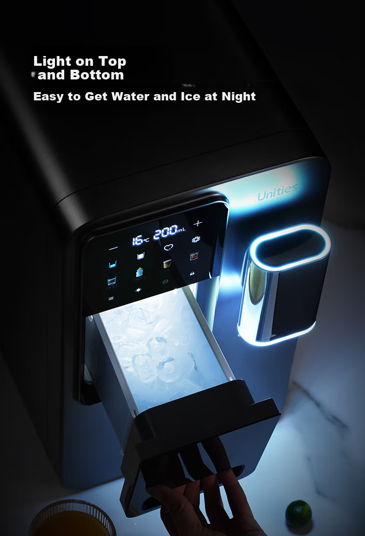 Unities Uwater M5 Ice Cube Countertop Water Dispenser, Instant Heating Home Use Bottle Warmer, Material Direct Drinking Machine, Ice Maker, Pipeline Machine, Water Dispenser, Deep Space Gray 18