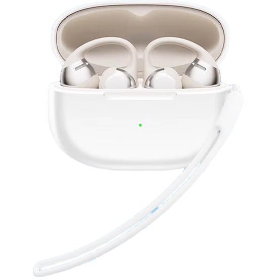 ESCASE Compatible OpenDots ONE Protective Case for Bluetooth Earphones, Storage Box, Liquid Silicone Soft Shell, Full Coverage Anti-Drop Ultra-Thin Protective Outer Case, White with Silicone Lanyard