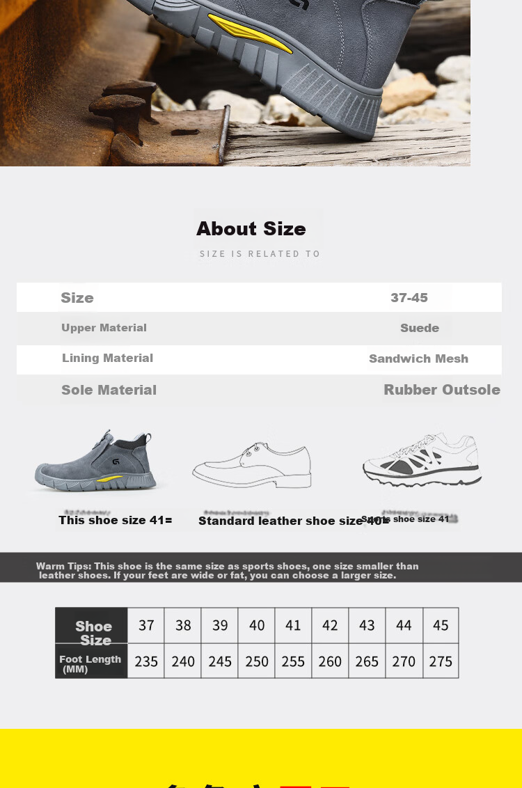 Jingtu Welding Safety Shoes for Men, Summer Breathable Steel Toe Cap Anti-Puncture Spark-Proof Work Shoes 3005 Size 42 14