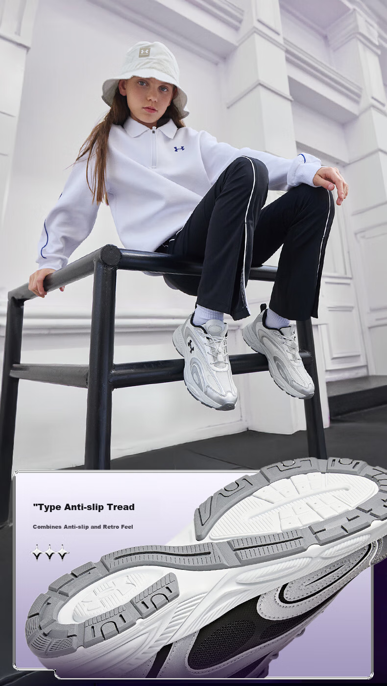 Under Armour Kids Casual Shoes Autumn New Breathable Strap Unisex Retro Sports Casual Shoes 2531677 6