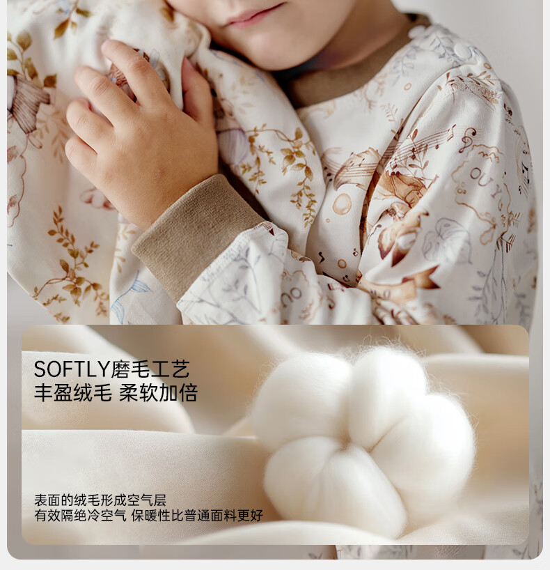 OUYUN Baby Kids Pajamas Boys Girls Spring Autumn Homewear Warm Thermal Underwear Set Moonlight Riddle 150 5