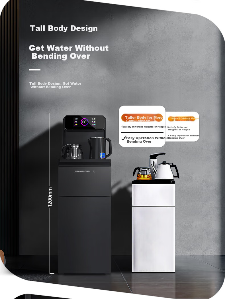 Zhanghong Tea Bar Machine Home Water Dispenser High-End Intelligent Bottom-Loading Water Tank Automatic All-In Kettle Floor-Standing Cabinet-Style Multifunctional Living Room Tea Maker CH-T201 Starry Black 5