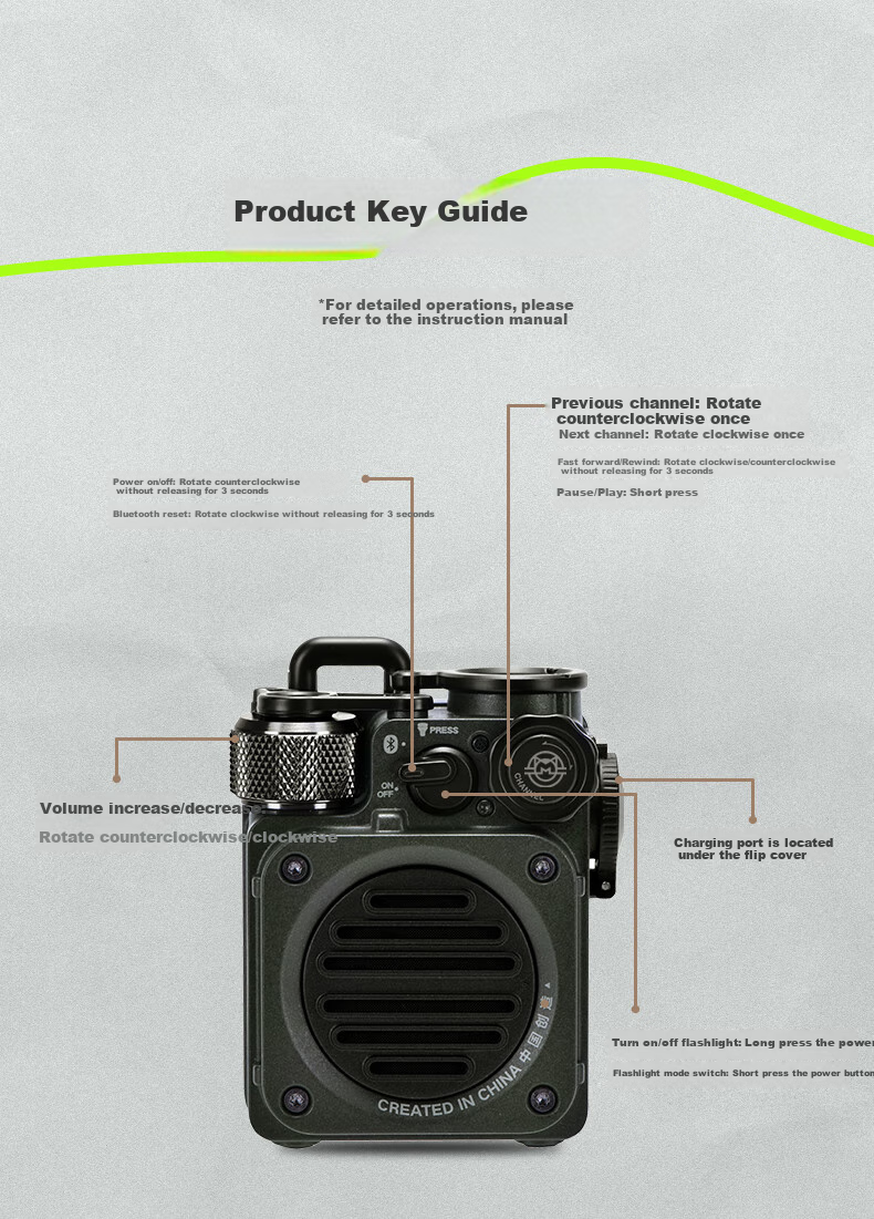 Cat King Radio Wild Mini2 Portable Bluetooth Speaker Mini Home Speaker Outdoor Waterproof Bass Cannon Wilderness Green Outdoor Enthusiast Holiday Gift for Boyfriend 21