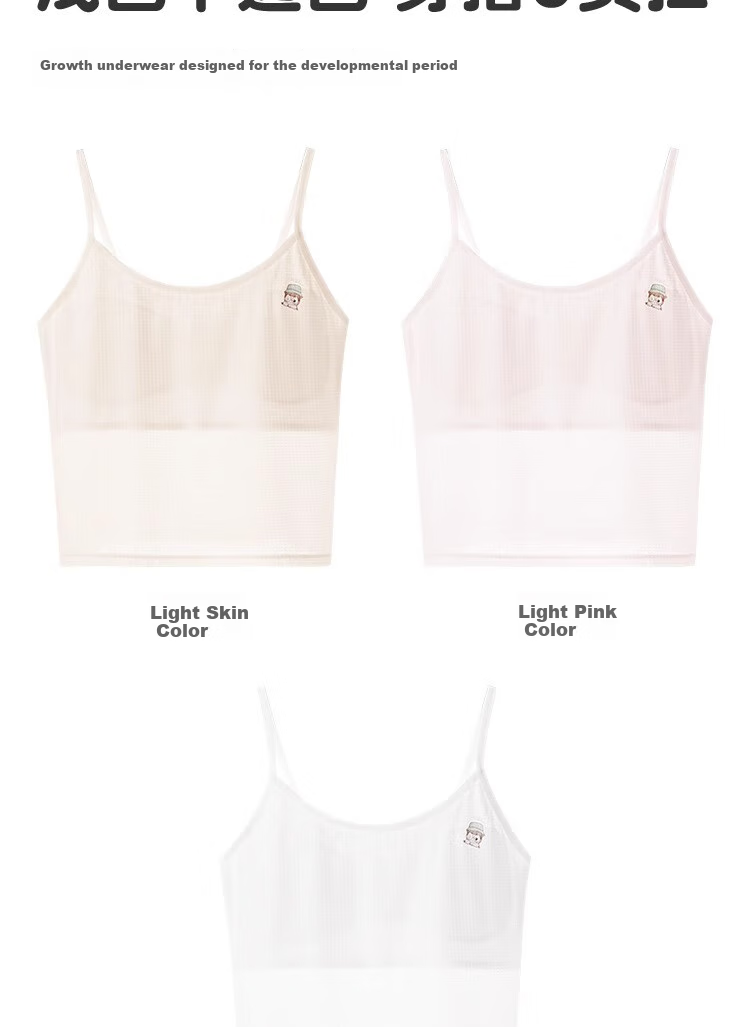 LangSha Girls' Underwear for Puberty, Elementary School Students, Children, Seamless Anti-Nipple Show, Long Camisole, Breathable Undershirt for Young Girls 15