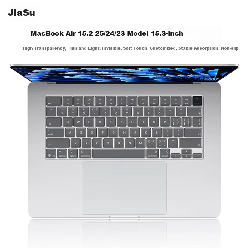Jiasu Apple MacBook Air 15 2026/25/24/23 Keyboard Cover, 15.3-Inch Protective Film, Highly Transparent Invisible, Non-Fall Dust-Proof Cover