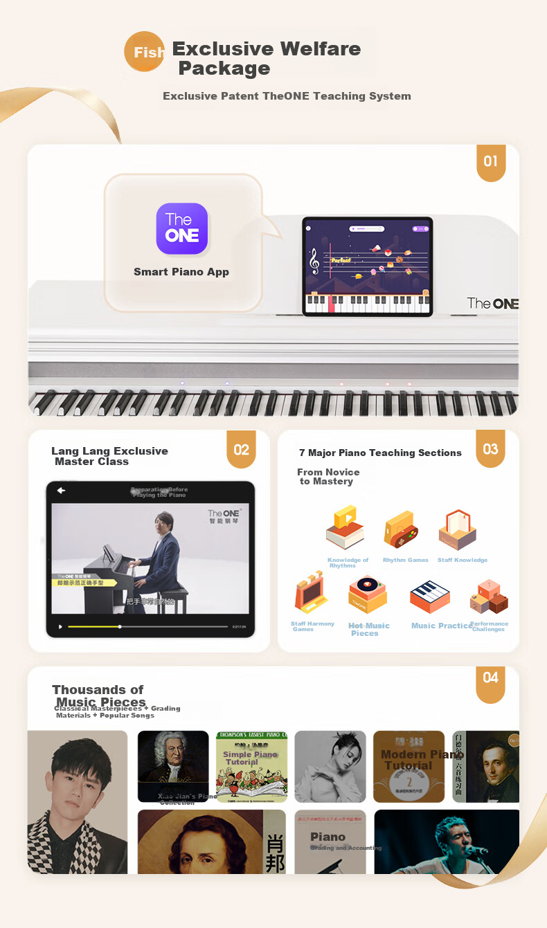 The ONE Langlang Endorsed Digital Piano with 88 Weighted Keys, Upright Design for Adults And Children Beginners, Smart Digital Piano TOP2 Deep Brow 3