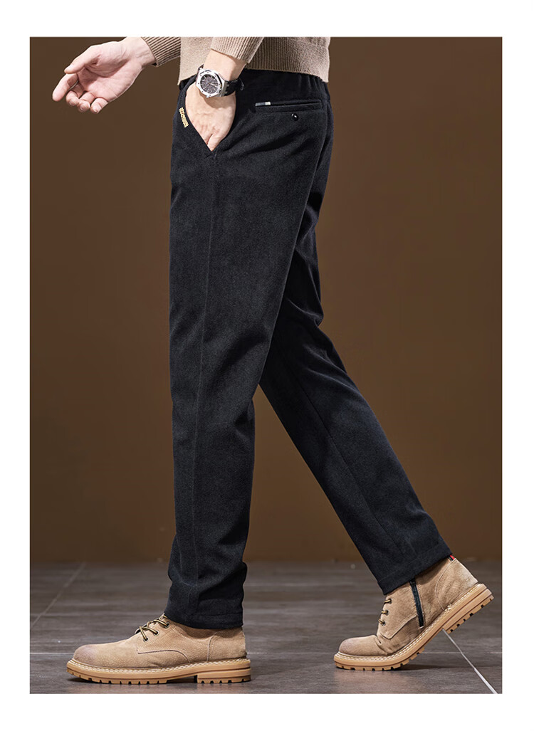 JEEP Men's Casual Corduroy Straight Loose Fit Pants Autumn Winter Sports Trousers Navy Blue 36 7