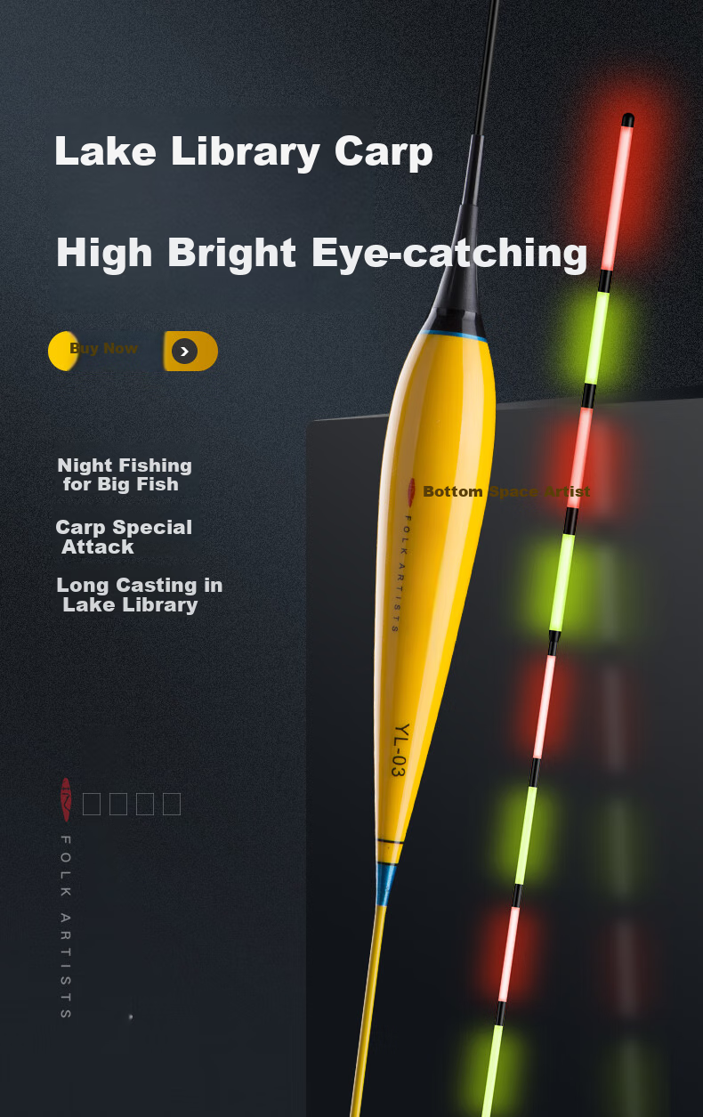 Minjianyiren, Carp And Snakehead Biting Hook Color-Changing Luminous Float, Day And Night Dual-Use Hard-Tailed Fishing Float, Thickened Eye-Catching Night Fishing Electronic Float, Big Fish Buoy 1