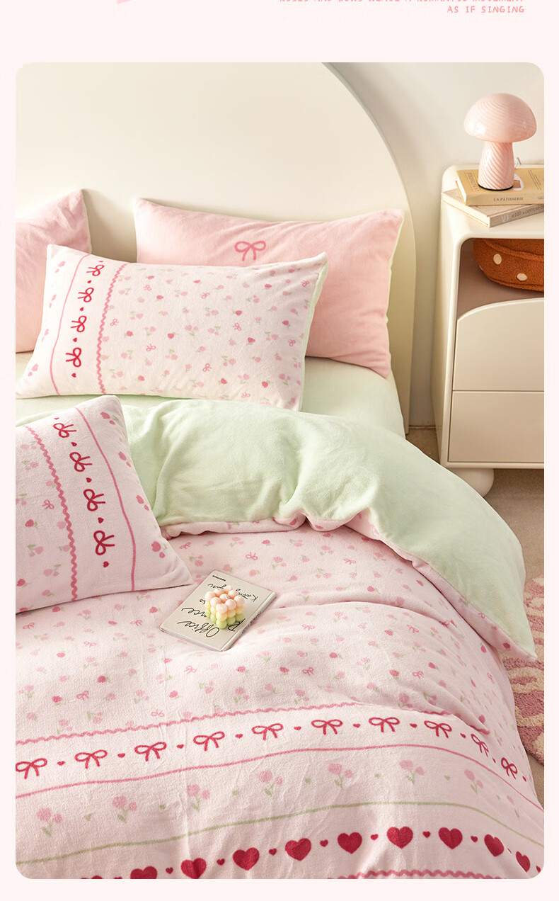 Dohia Home Textiles Milk Velvet Three-Piece Set Thickened Double-Sided Velvet Winter Anti-Static Single Bed Sheet and Duvet Cover 152*218cm 2