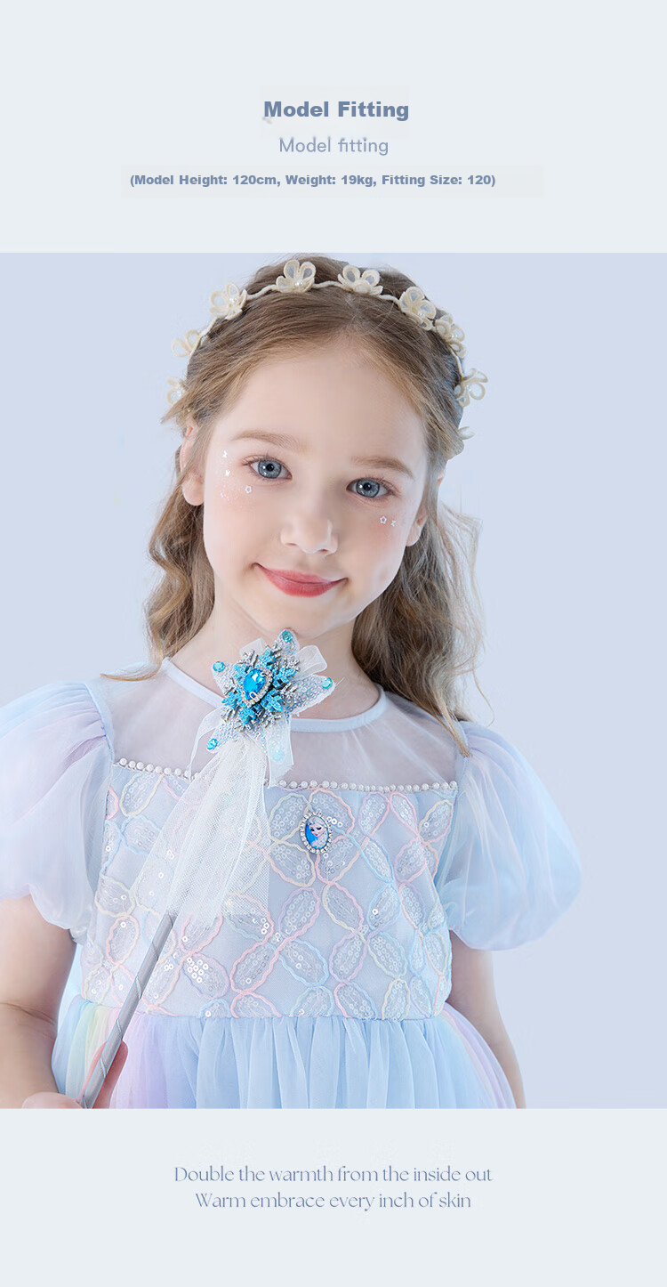 Disney Girls' Dress, Children's Summer Dress, New Elsa Princess Dress, Stylish Puffy Tulle Skirt, 84016 Blue, Size 110 5