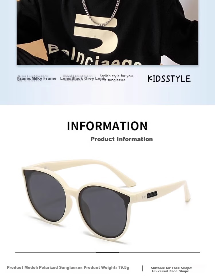 Cuntiandaofu Children's Sunglasses, New GM Boys Polarized Sunglasses UV Protection Sunglasses for Girls, Black Frame 6