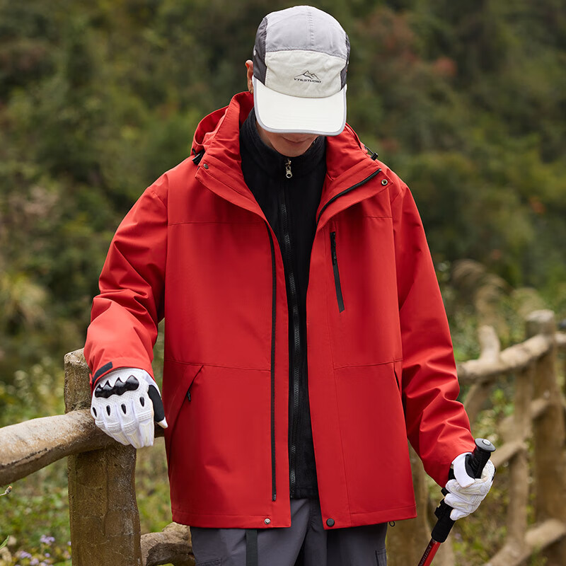 JEEP SPIRIT Men's Outdoor Fleece 3-in-1 Mountaineering Jacket Winter Windproof Waterproof Coat Black 3XL 9