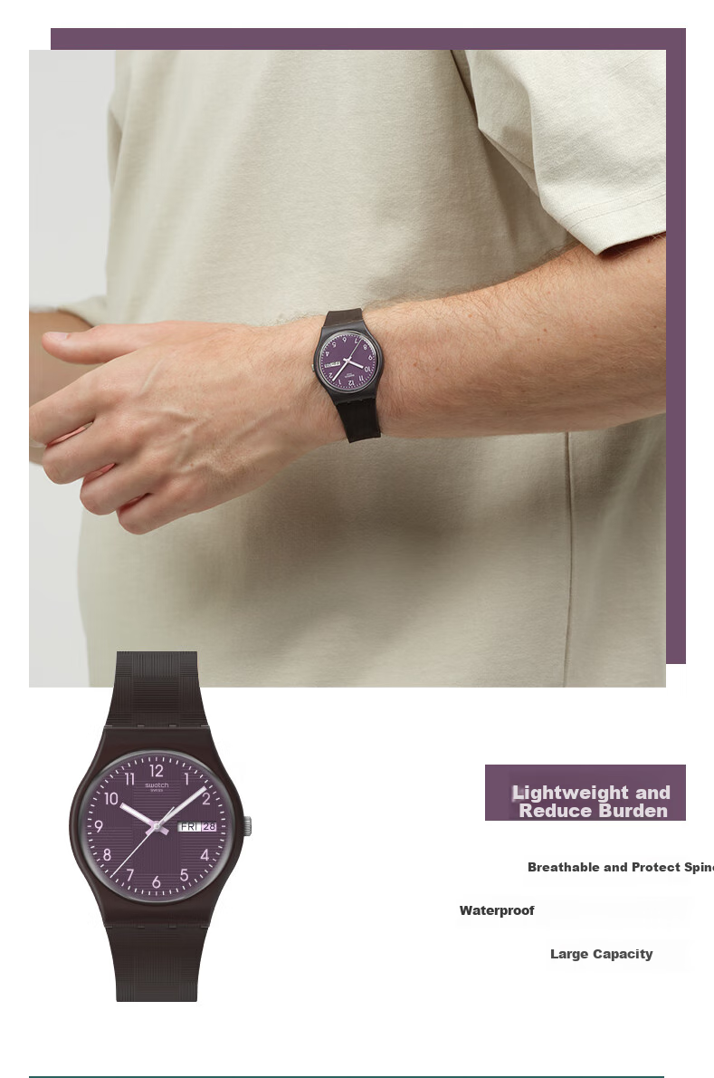 Swatch Swiss Watch, ESSENTIALS Series, Trendy Gift Exam Watch for Men And Women, Quartz Watch, Woven Ink-Dyed 2