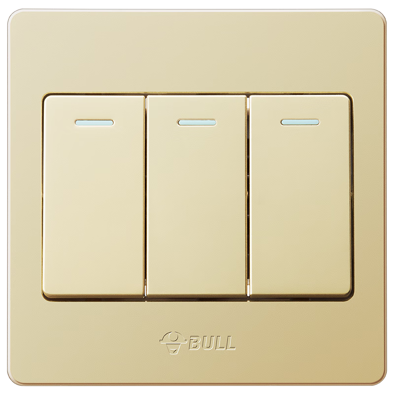 BULL Wall Switch G07 Series Three-Gang Single-Control Switch 86 Type Panel G07K311C(U6) Champagne Gold