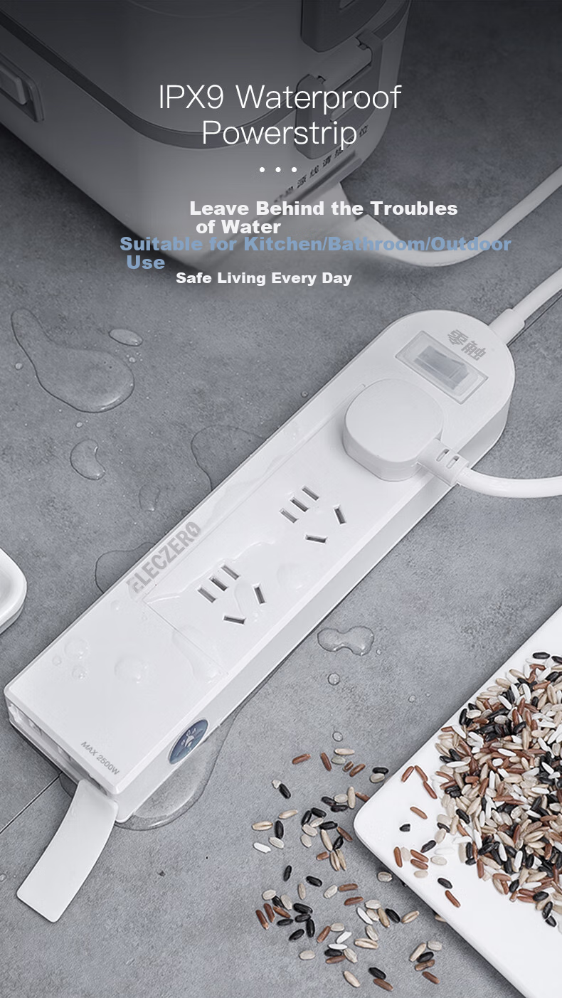 KPQ Zero-Contact KPQ Non-Electric Shock Socket, IPX9 Waterproof, Overload And Short Circuit Protection Power Strip, Outdoor Rainproof Power Strip, Kitchen Bathroom Moisture-Proof Children's Anti-Electric Shock DF02, 3 Meters Long 8