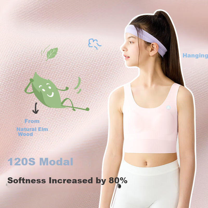 Jiusuiban Children's Underwear Girls A-Class 120s Modal Bra 12-15 Years Old Girls Anti-Protrusion Long Tank Top
