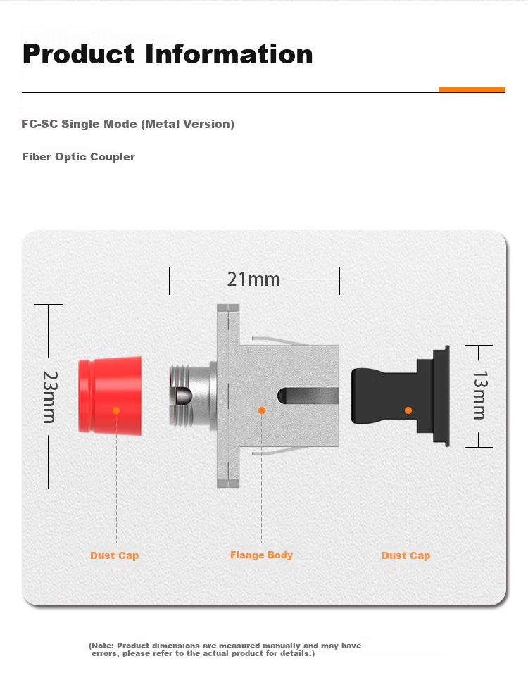 Dashengguang Fiber Optic Adapter, FC-SC Single Mode (Metal Version), Engineering Telecom-Grade Coupler/flange/extension Adapter, Pack of 10, DSG-OHQ144 2