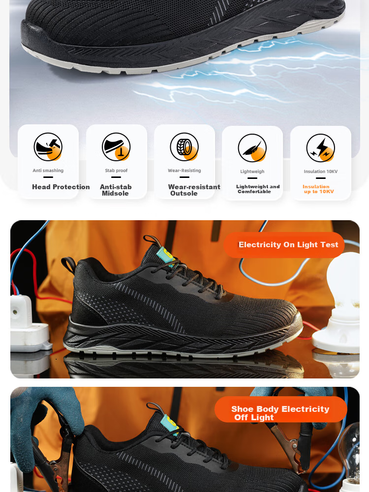 Weierdun Safety Shoes for Men, Breathable, Anti-Smashing, Puncture-Resistant, 10KV Insulated Electrician High-Voltage Power Grid Work Safety Shoes F093 Size 41 3