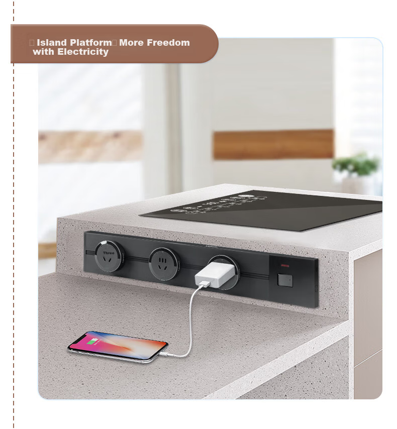Lenovo Surface-Mounted Track Socket, Movable Wall Power Strip, Wall-Mounted Sliding Rail Socket, No Drilling Required, 50cm Track + 3 Five-Hole Sockets, Storm Gray 7