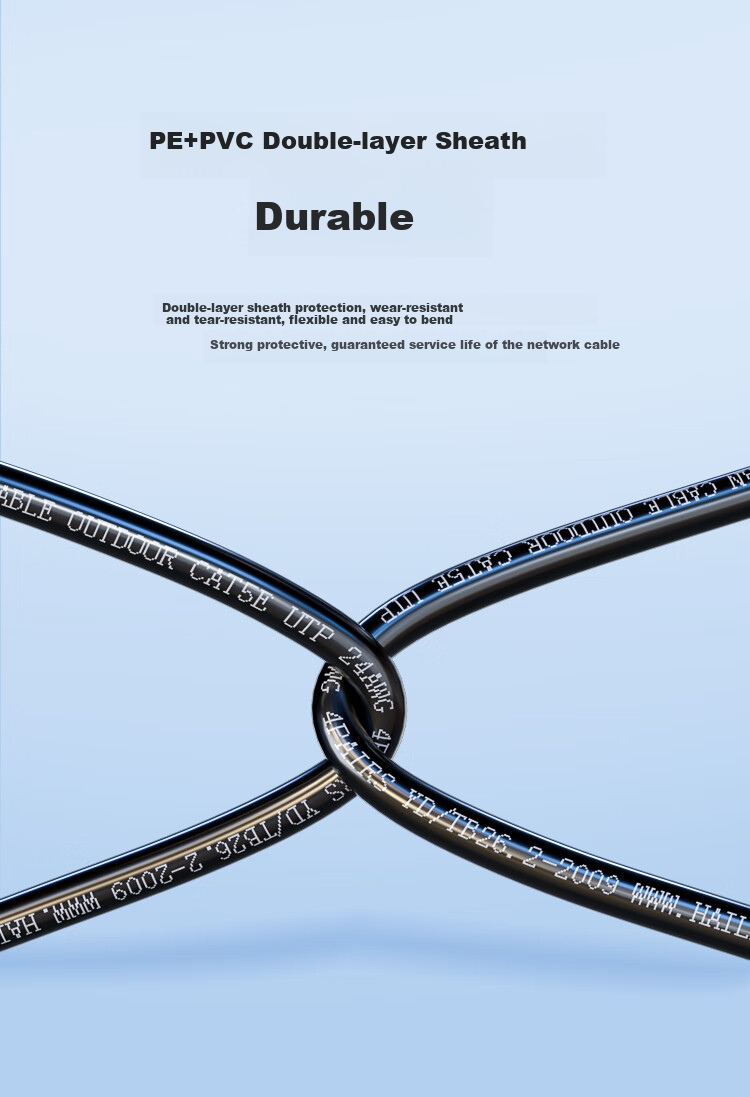 HAILE Cat5e Pure Copper Outdoor Special Network Cable for Engineering And Home Use, Waterproof And Sunproof with RJ45 Connectors, 60 Meters, Finished Broadband Monitoring Outdoor Network Patch Cable HT-6508 7