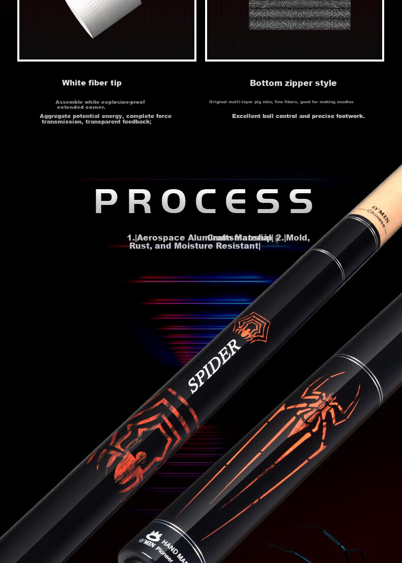 Aomi Fuhutai Pool Cue, Big Head Black 8 Ball Cue, Chinese Eight-Ball Separate Billiard Cue, American 16-Color Nine-Ball Cue 5