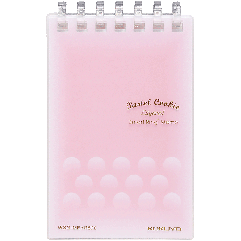 KOKUYO A7 Loose-Leaf Notebook, Pastel Cookie Compact Ultra-Thin Mini Vertical Flip Notebook, 5mm Grid, Pink, 20 Sheets, WSG-MEYR520P
