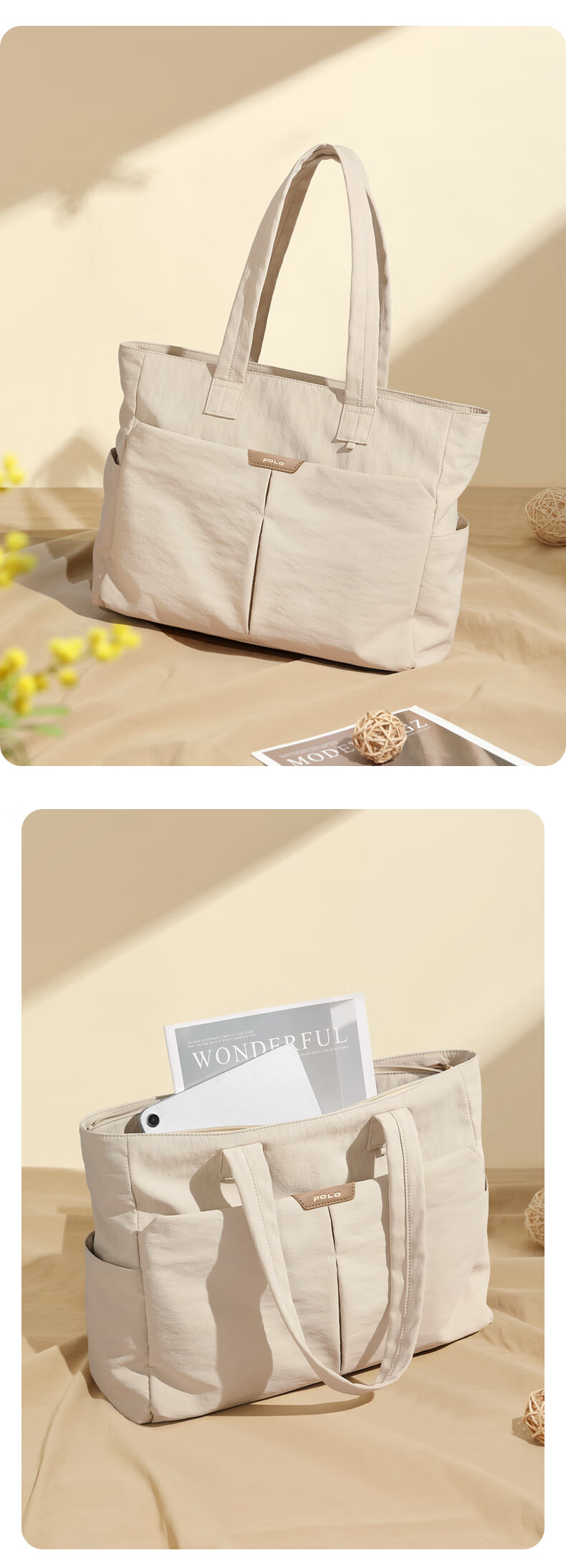 POLO Women's Shoulder Bag Handbag Large Capacity Tote Bag 14/15.6 Inch Laptop Bag Casual Commuter Birthday Gift 5