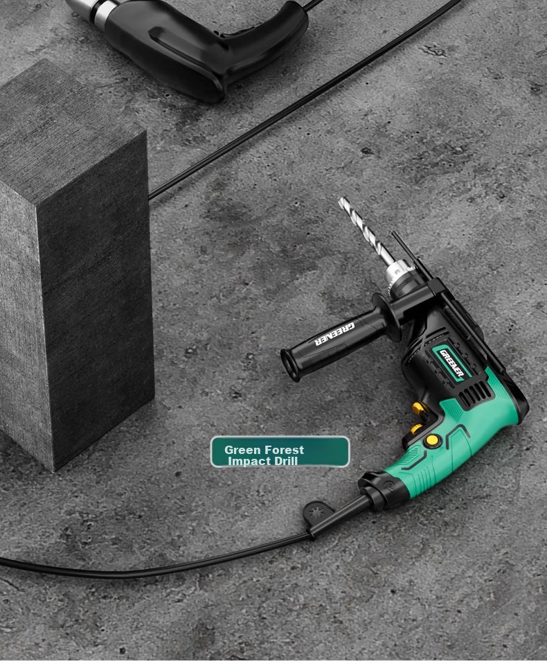 GREENER 710W Impact Drill, Electric Drill for Holes in Concrete, Household Electric Drill, Power Screwdriver, Wall Drilling, High-Power 32