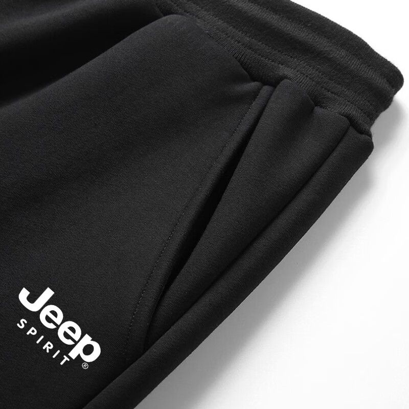 Мужской спортивный костюм JEEP SPIRIT, зимний, повседневный, уличный, с овечьей шерстью, теплый, комплект из двух предметов, черный, XL