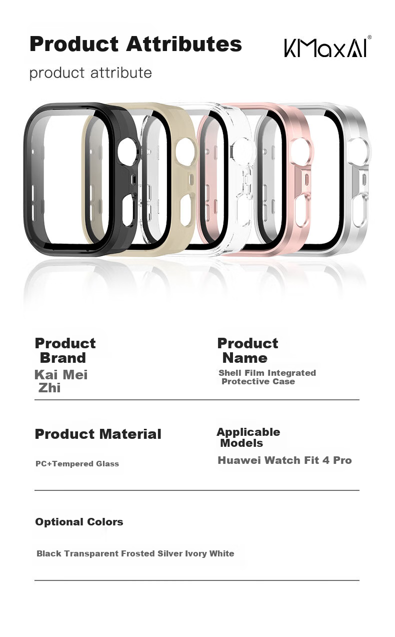 KMaxAI Protective Film And Hard Case for Huawei Watch Fit4 Pro, Full Coverage Screen Protector with Anti-Scratch, Anti-Fingerprint Tempered Glass Film, Matte Pink 10