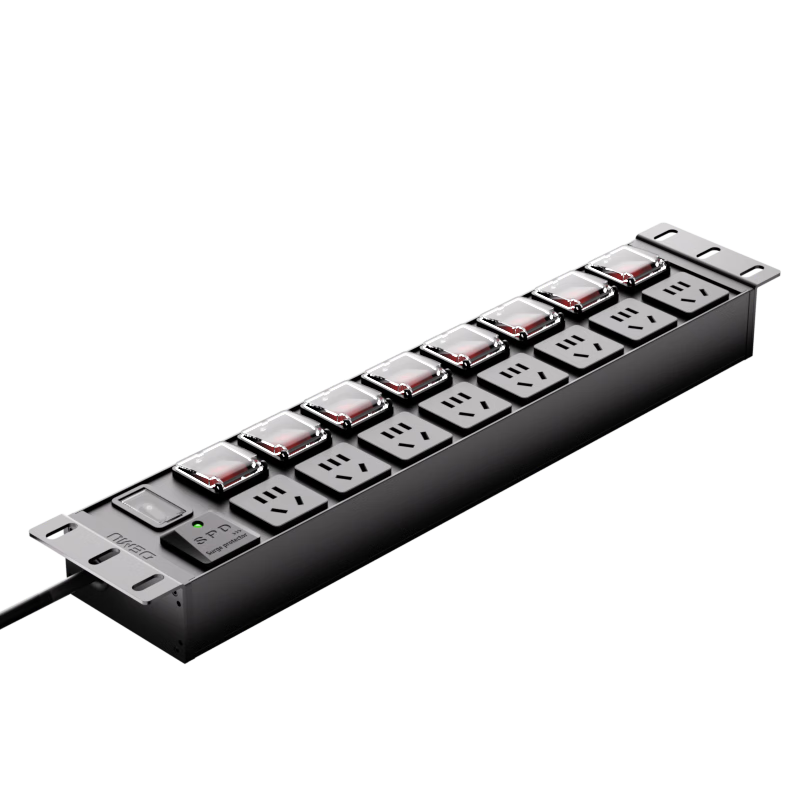 Demufen Control PDU Power Strip 8-Outlet Independent Dual Switches 1 Wired 2.5mm² 10A Plug Overload Surge Protection DMCN-2UT-XG8-Kx8KF