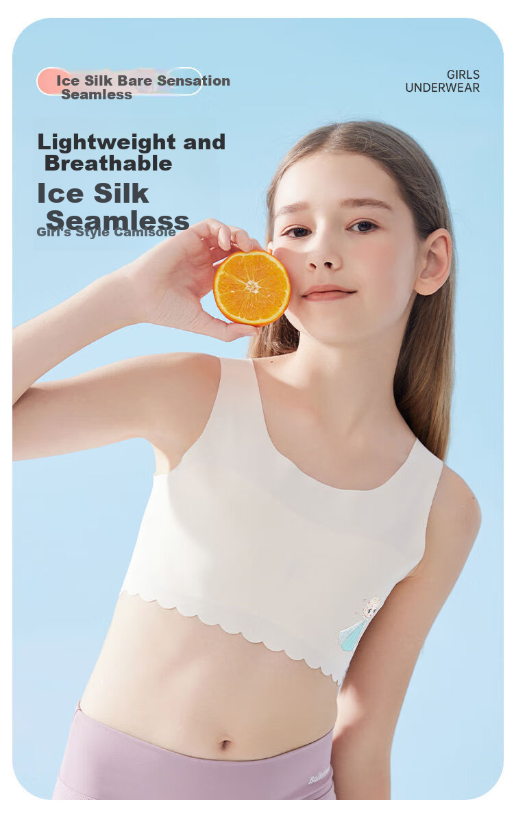 Dingguagua Girls' Underwear, Children's Puberty Stage One, Summer Ice Silk Thin Vest Bra for Elementary School Girls 1