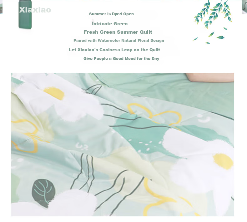 Hengyuanxiang Summer Cooling Fiber Quilt, Washable Machine-Washable Air Conditioning Quilt, Thin Summer Quilt with Floral Pattern, 200*230cm, 2.8 Ji 2