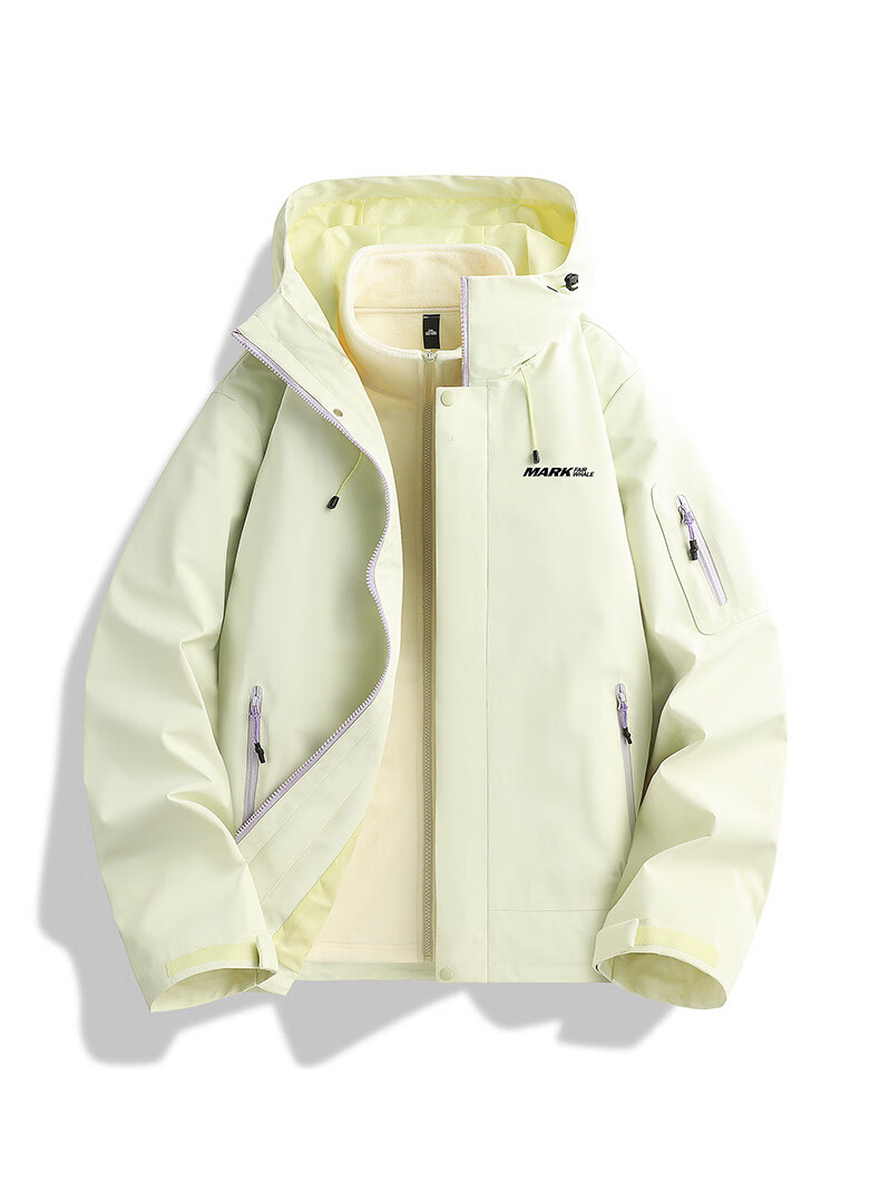 MARK FAIRWHALE 3-in-1 Detachable Jacket Unisex 2025 Autumn Winter Outdoor Water-Repellent Workwear Khaki XL 6