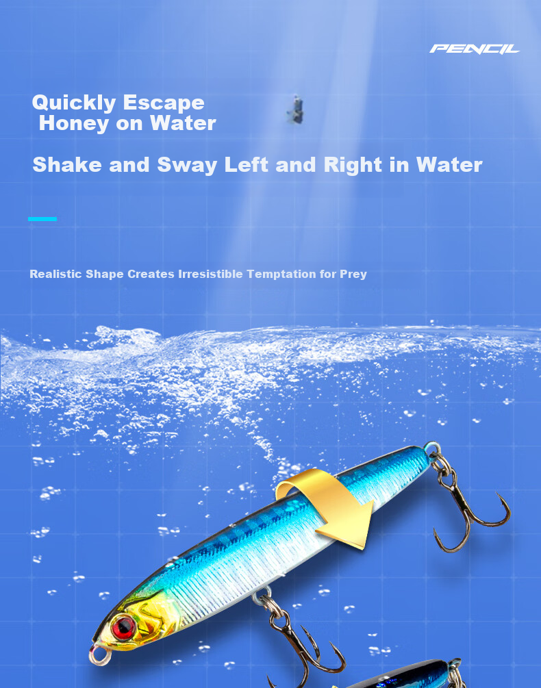 Kemailei Lead Sinking Pencil Lure, Long-Casting Sinking Pencil Bait, Hard Bait Set, for Freshwater Fishing, Specifically for Topmouth Culter, 14g 3