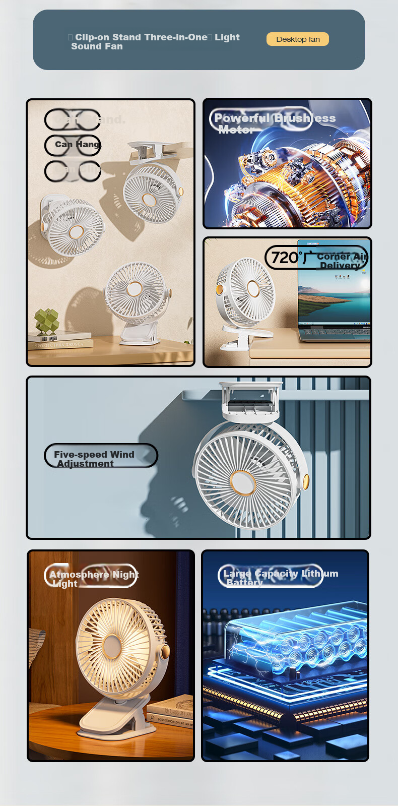 Jinlongxing [Turbo Wind Concentration] Handheld Mini Portable Fan, Long Battery Life, Quiet Operation, with Lanyard, Mini Desktop Fan - White 4