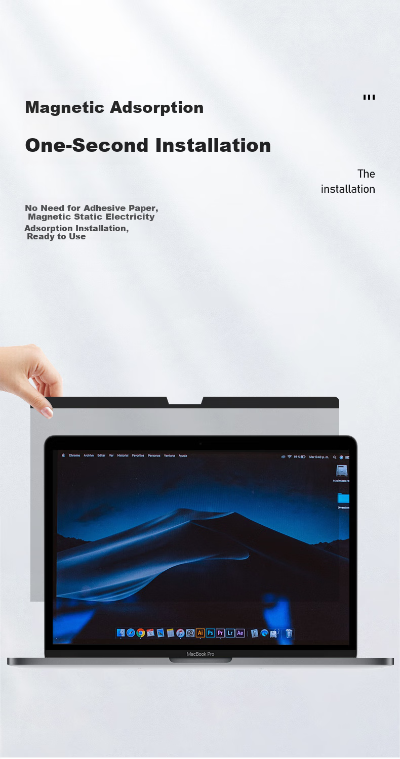 Llano Magnetic High-Definition Screen Protector for Apple MacBook Air M5/M4 Laptop, Compatible with 13.6-Inch Screen, Protective Film, No Screen Damage, Anti-Scratch Film A3240 9