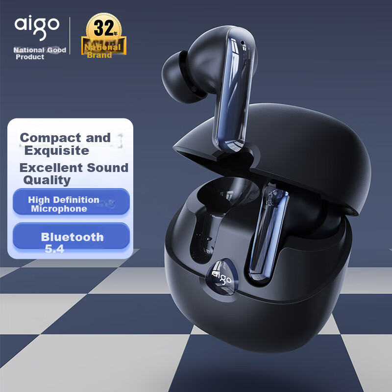 Aigo TWS Wireless Bluetooth Earphones [Bluetooth 5.4] Compact And Stylish, Strong Sound Quality for E-Sports Gaming, Blue