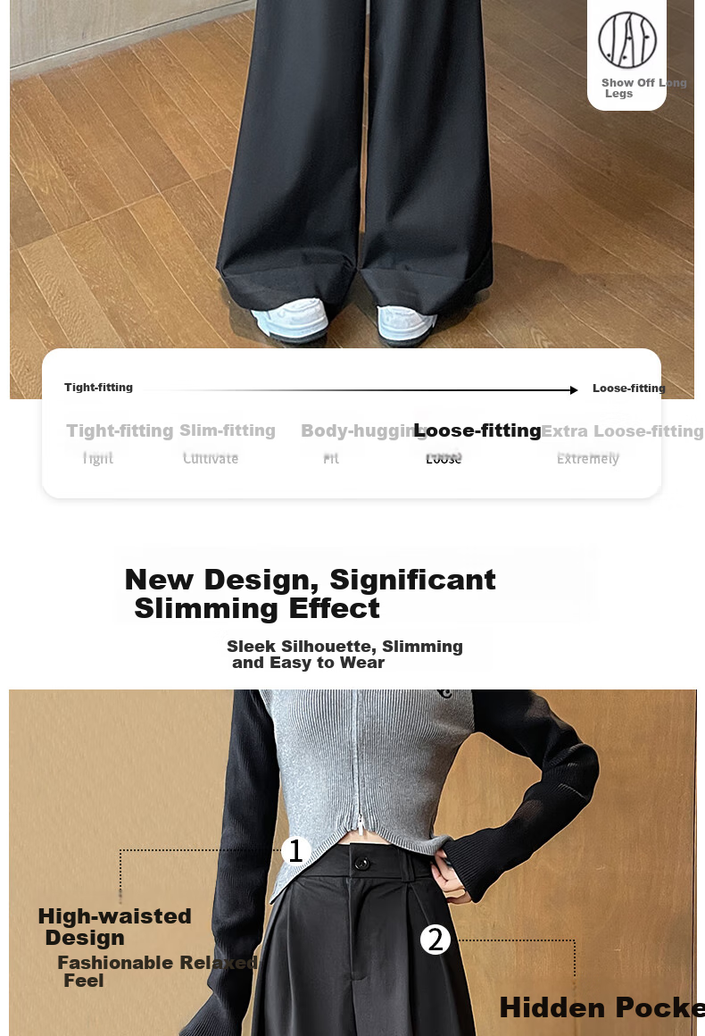 LangSha American-Style Wide-Leg Pants for Women, 2026 Spring/summer, High-Waisted Slimming Trousers, Suit Pants Style, Casual Pants for Wome 2
