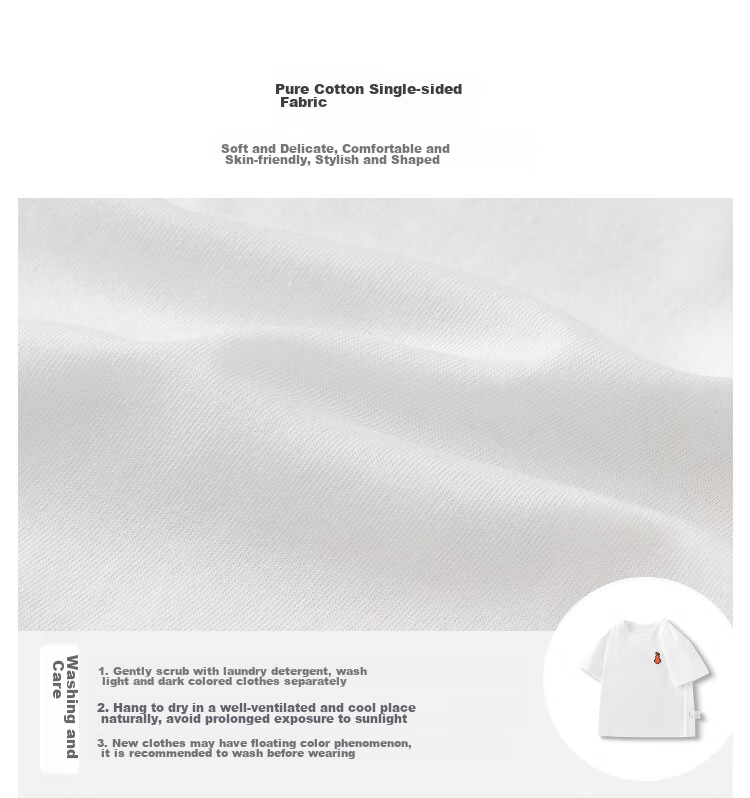 BALABALA Children's Short-Sleeve T-Shirt, Boys' Summer Wear, Pure Cotton Rabbit Embroidery Top, Parent-Child Style, Trendy 3