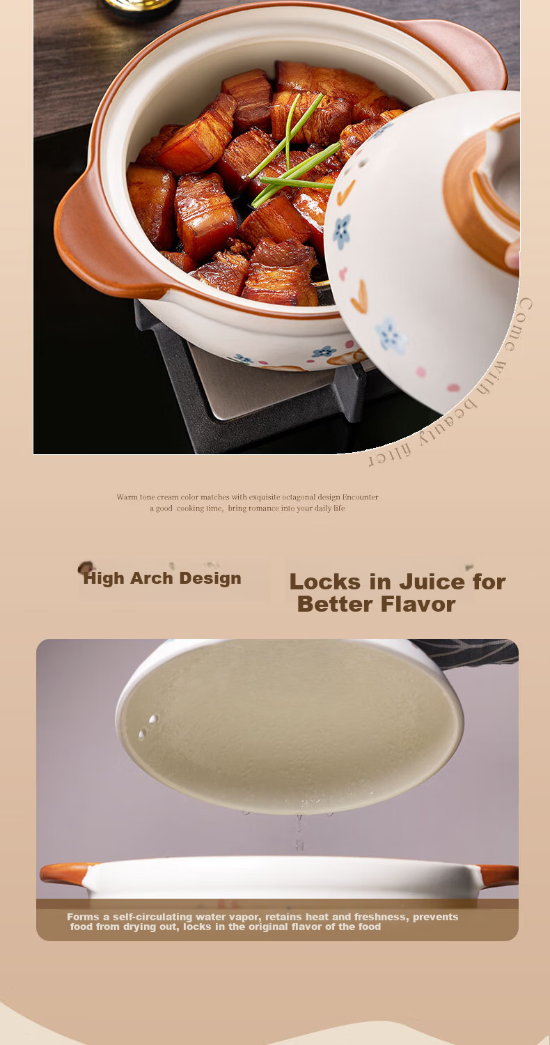 ASD Clay Pot Stew Pot 3.5L for Soup And Rice, Ceramic Pot for Chinese Medicine, Gas Stove Casserole 6