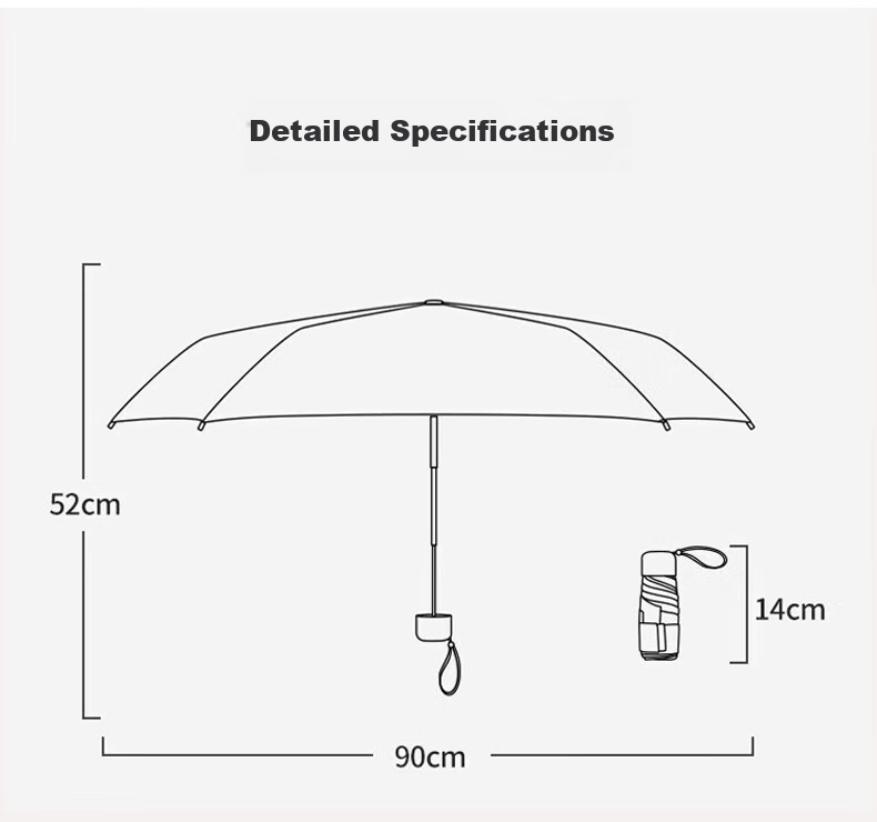 Meebordi UV Protection Folding Umbrella for Women, Dual-Use for Sun And Rain, Compact Mini Sun Protection Umbrella with Capsule Design, Portable Gift for Girlfriend 10