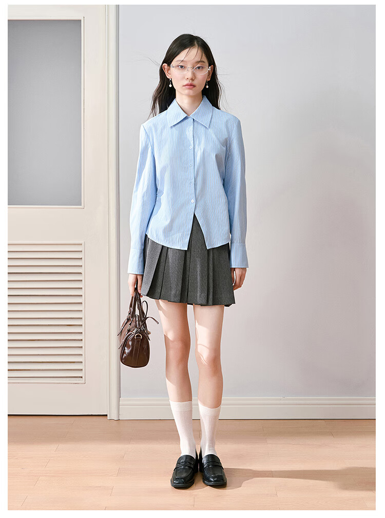 Miss Bird Blue Long Sleeve Office Shirt Women's Slim Fit Breathable Work Blouse 20