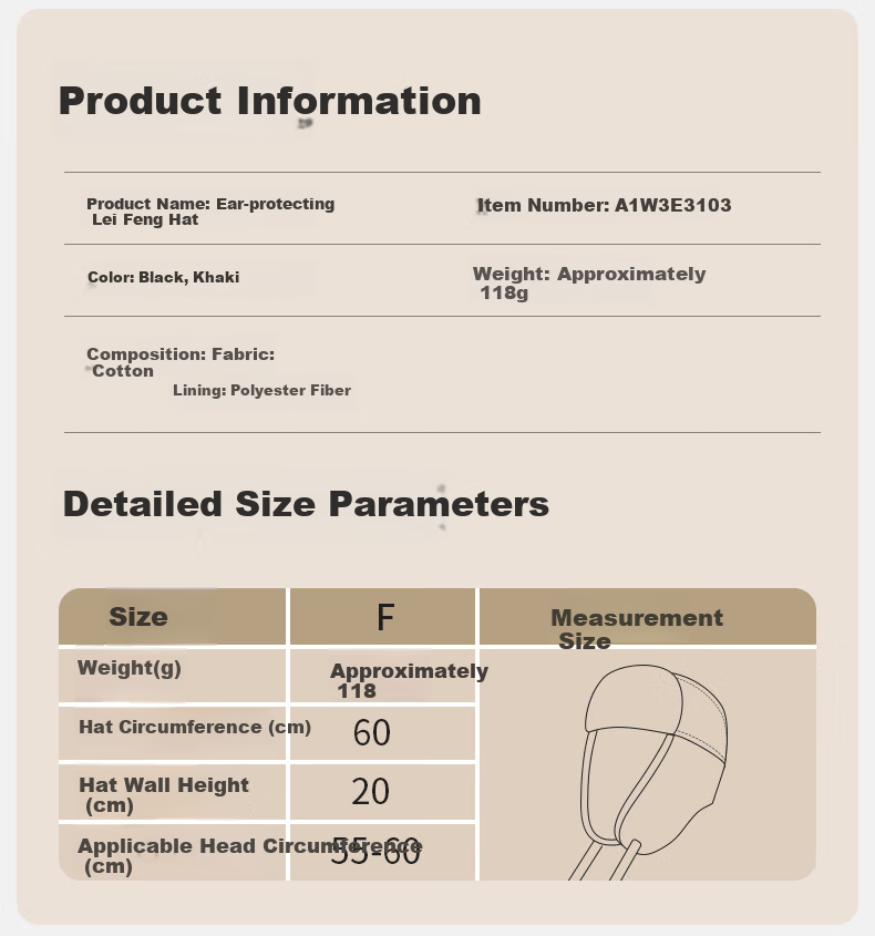 CAMEL Warm Lei Feng Hat for Autumn And Winter, Windproof with Ear Protection, Cotton Pilot Cap for Men And Women A1W3E3103 Black 4