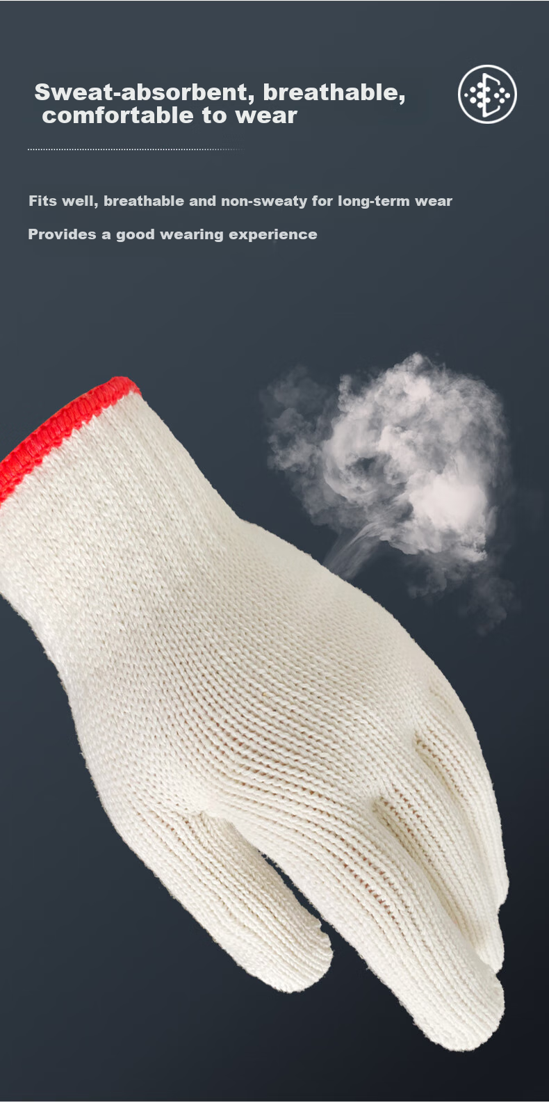 Shengfang Gloves, Labor Protection, Wear-Resistant, Work Anti-Slip, Thickened Cotton, White Cotton Yarn, Construction Site Gloves, 700G Thickened, 24 Pairs 6