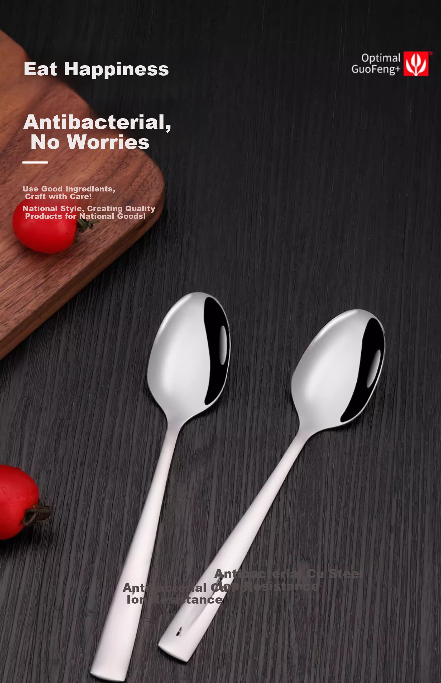 GuofengG Household Antibacterial Stainless Steel Spoon Long Handle Soup Ladle [Antibacterial Stainless Steel] Adult Pointed Spoons 2-Piece Set 7