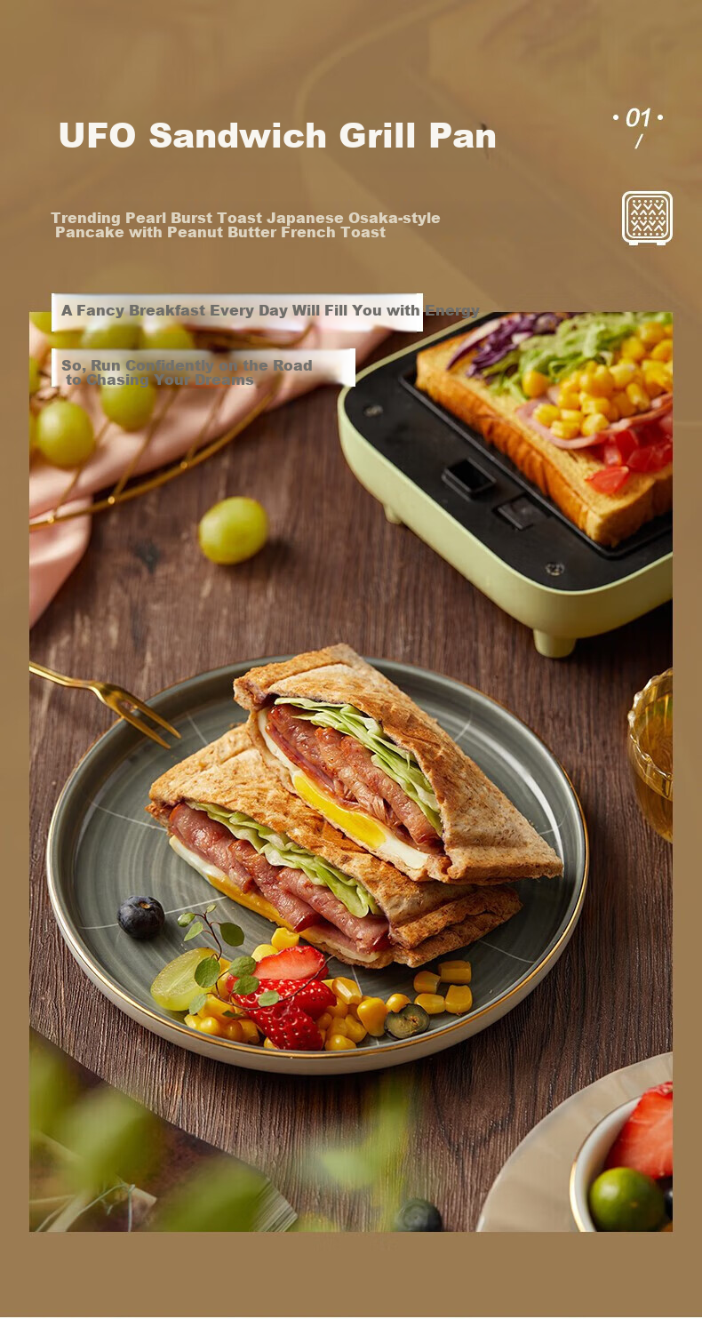 Bear Sandwich Maker, Electric Griddle with Removable Parts, Double-Sided Heating, Home Breakfast Machine, Light Meal Maker, Waffle Maker, Toast Press And Grill 4