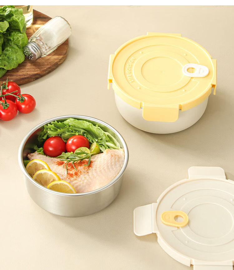 Wuxinzhizao 316L Stainless Steel Sealed Lunch Box with Lid Microwaveable Fruit Bento Box Natural Color 300ml 17