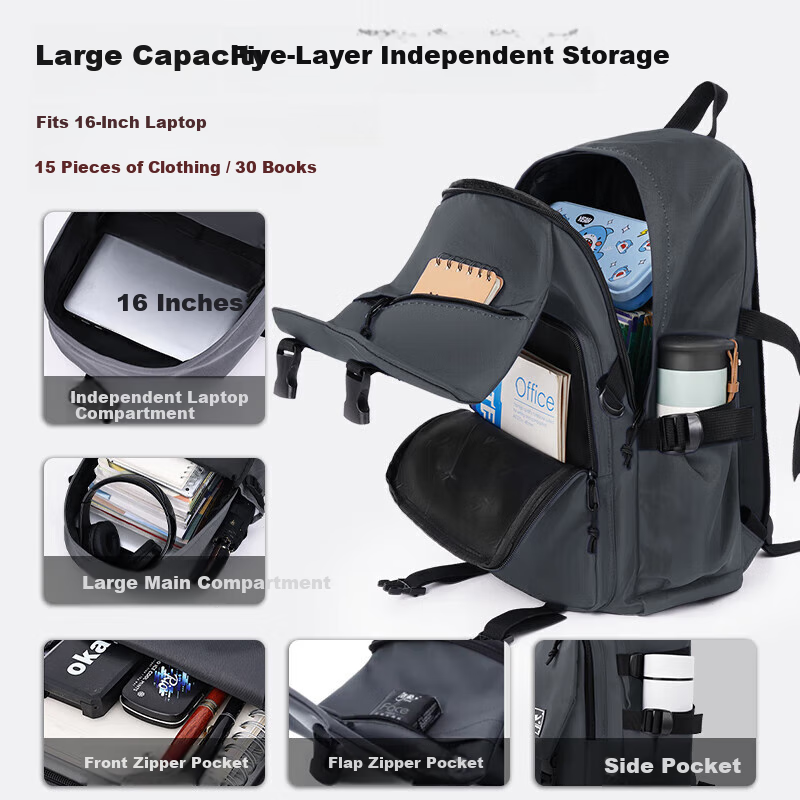 Huili Backpack for Men And Women, Large Capacity Travel Commute Business Casual Laptop Bag, Lightweight School Bag for College Students